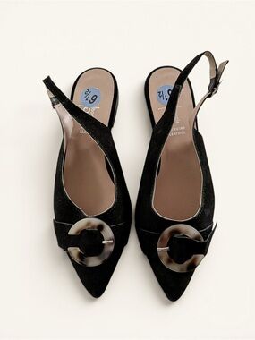 Riccardo Boccali Black Suede Slingback Sandals Italy Size 37 / US 6.5 – New
